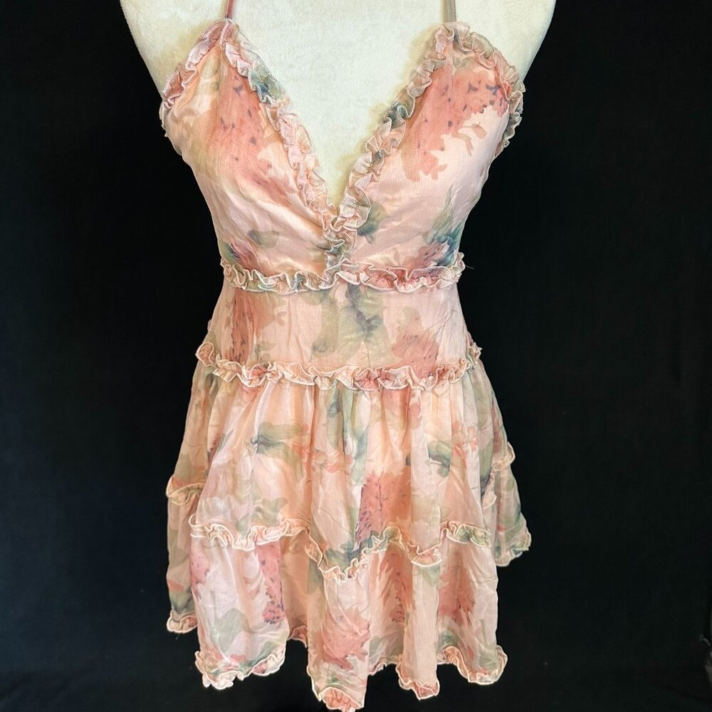 Windsor Flirty Florals Ruffled Chiffon Mini Dress